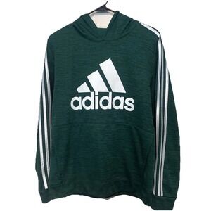 Adidas Hoodie Youth XLarge 18/20 Green‎ Pullover Graphic Logo Sweatshirt Stripes